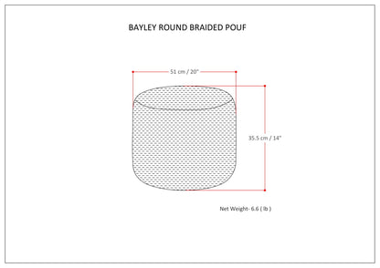 Bayley - Round Braided Pouf - Muted Yellow / Natural image 5