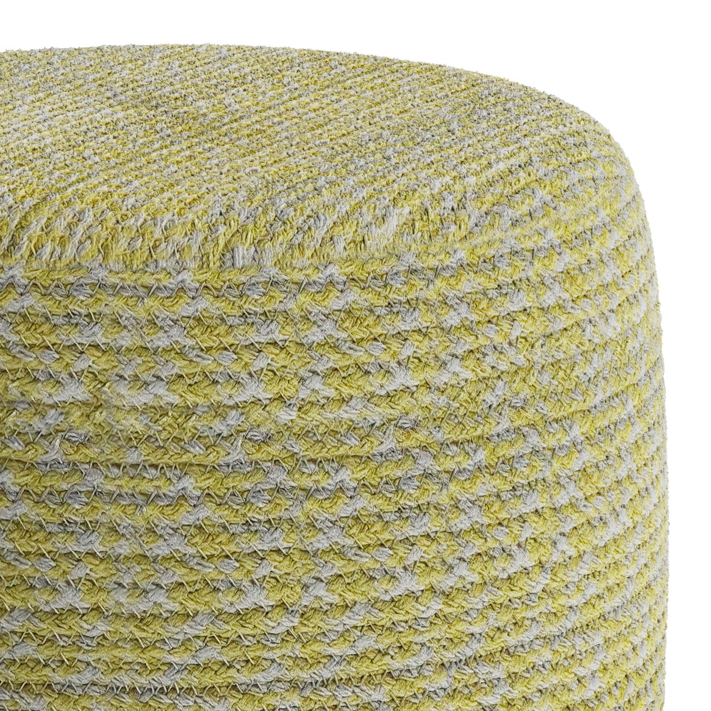 Bayley - Round Braided Pouf - Muted Yellow / Natural image 4