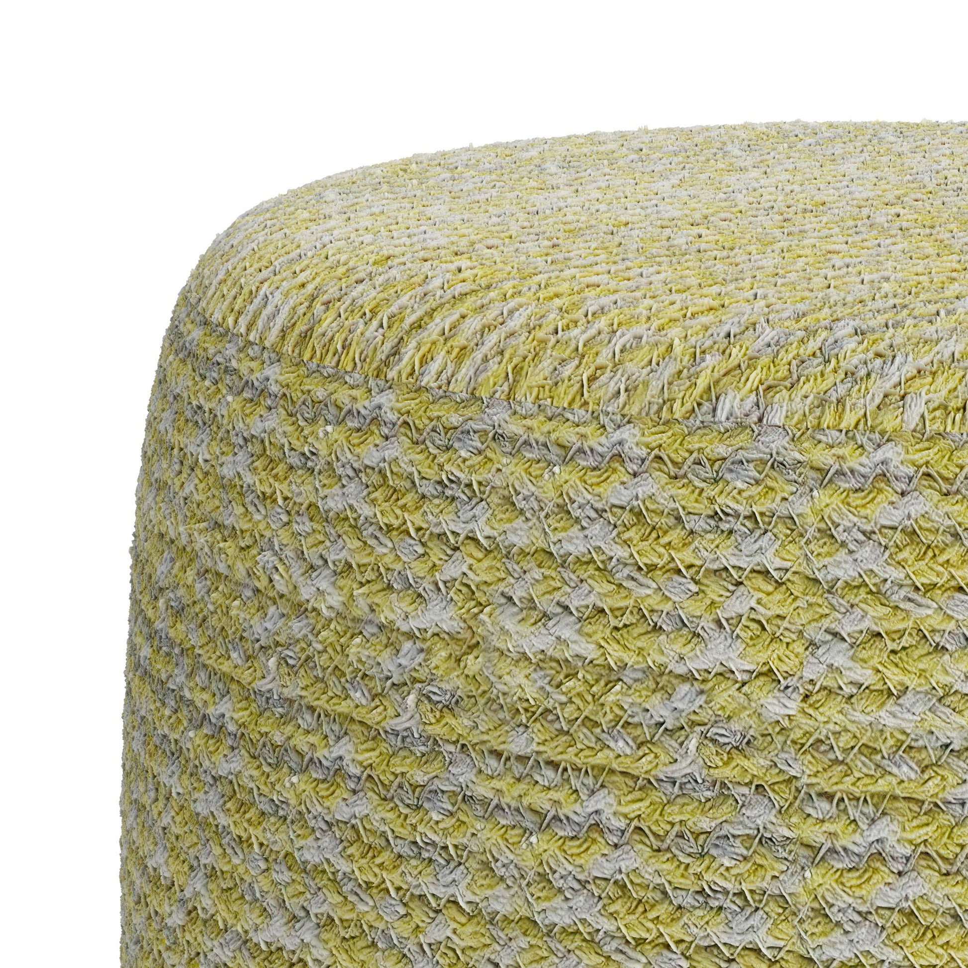 Bayley - Round Braided Pouf - Muted Yellow / Natural image 2