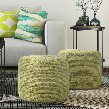 Bayley - Round Braided Pouf - Muted Yellow / Natural image 6