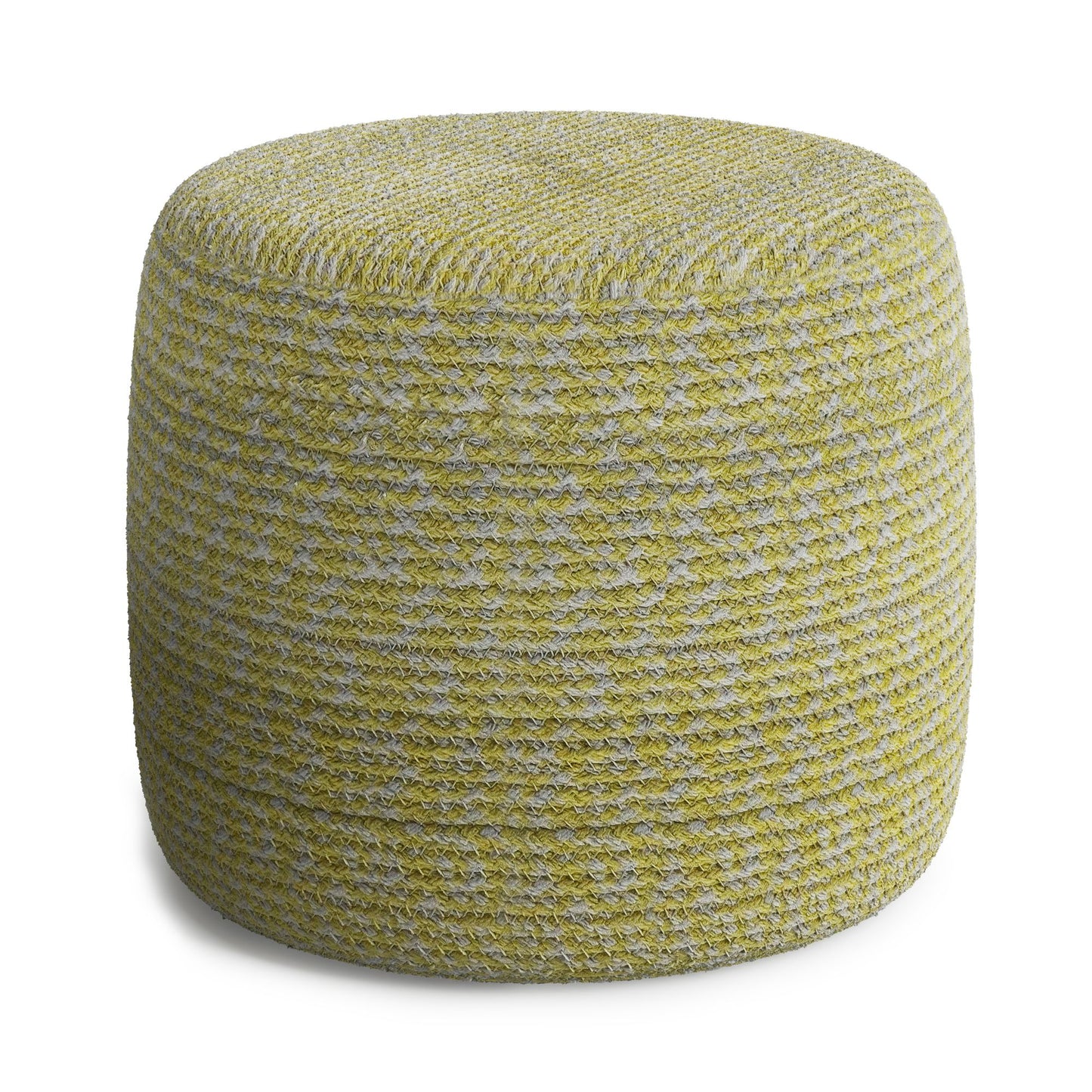 Bayley - Round Braided Pouf - Muted Yellow / Natural image 1