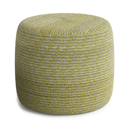 Bayley - Round Braided Pouf - Muted Yellow / Natural image 1