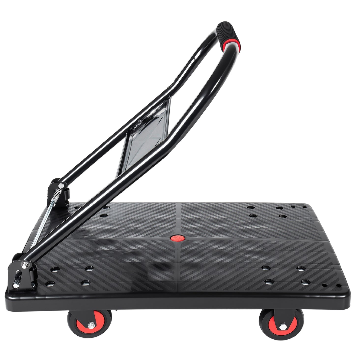 28-3/4" Long x 18-3/4" Wide Platform Truck, Foldable Handcart with 4'' TPR 360-Degree Silent Wheels, 330lbs Heavy-Duty Push Dolly Cart, 4 Steel Load-Bearing Beams for Warehouse Garage Home Use image 8
