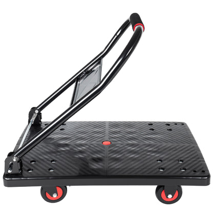 28-3/4" Long x 18-3/4" Wide Platform Truck, Foldable Handcart with 4'' TPR 360-Degree Silent Wheels, 330lbs Heavy-Duty Push Dolly Cart, 4 Steel Load-Bearing Beams for Warehouse Garage Home Use image 8