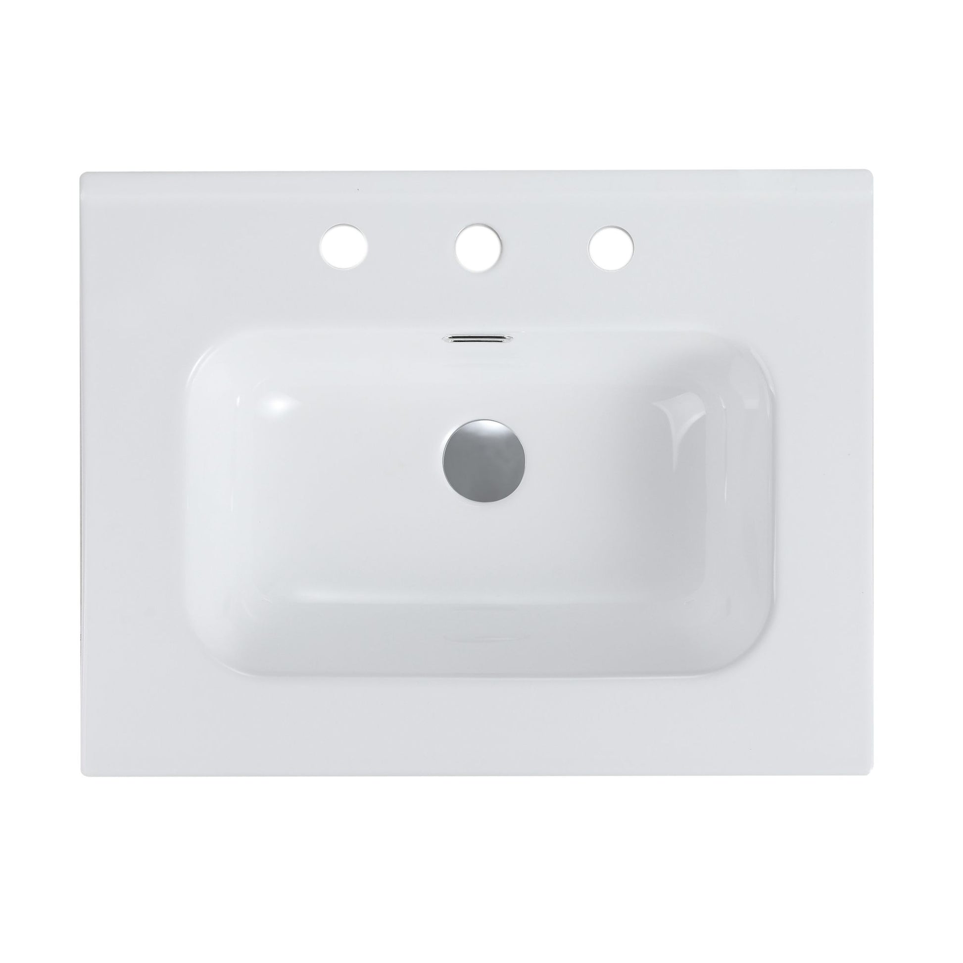 BB0924Y331, Integrated white ceramic basin with three predrilled faucet holes, drain assembly NOT included image 7