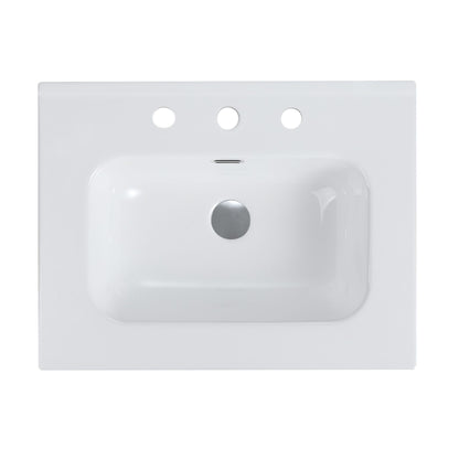 BB0924Y331, Integrated white ceramic basin with three predrilled faucet holes, drain assembly NOT included image 7