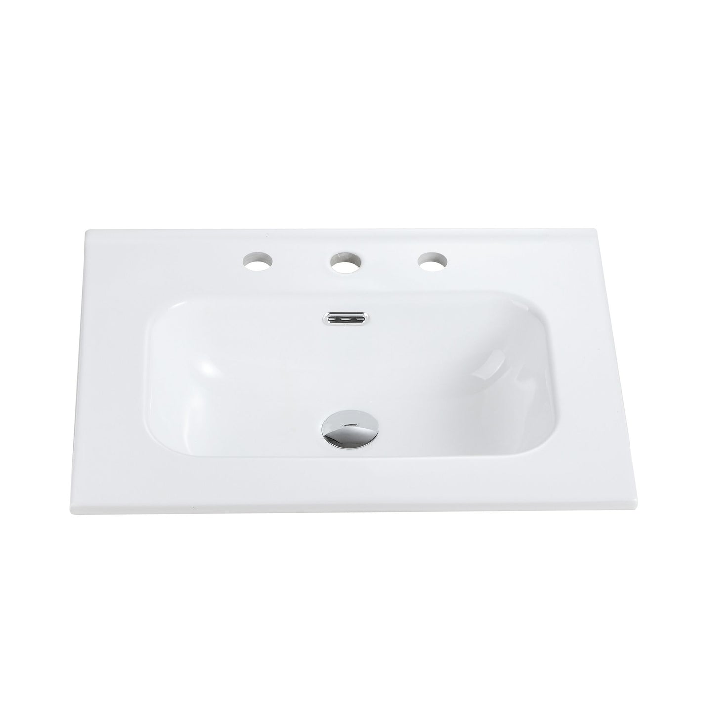 BB0924Y331, Integrated white ceramic basin with three predrilled faucet holes, drain assembly NOT included image 8