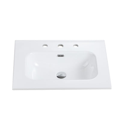 BB0924Y331, Integrated white ceramic basin with three predrilled faucet holes, drain assembly NOT included image 8