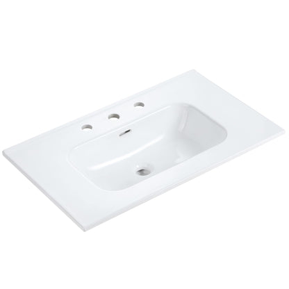 BB0930Y331, Integrated white ceramic basin with three predrilled faucet holes, faucet and drain assembly NOT included image 1