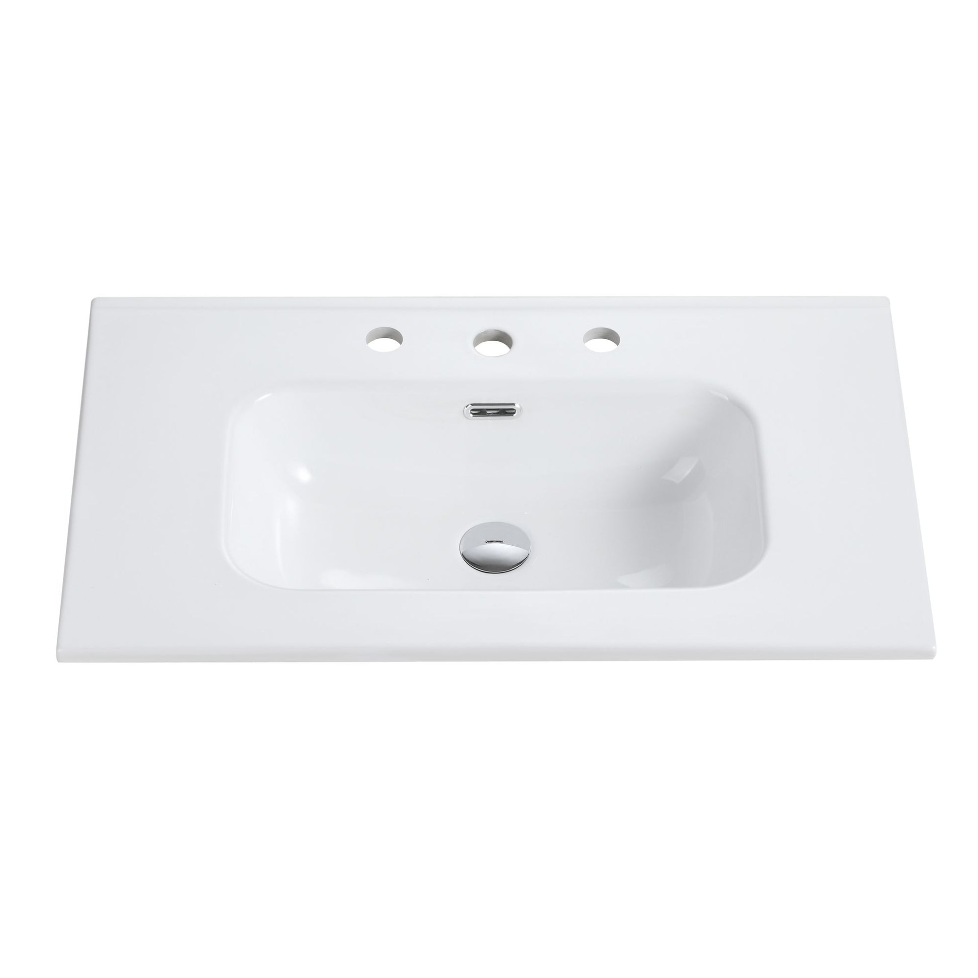 BB0930Y331, Integrated white ceramic basin with three predrilled faucet holes, faucet and drain assembly NOT included image 10