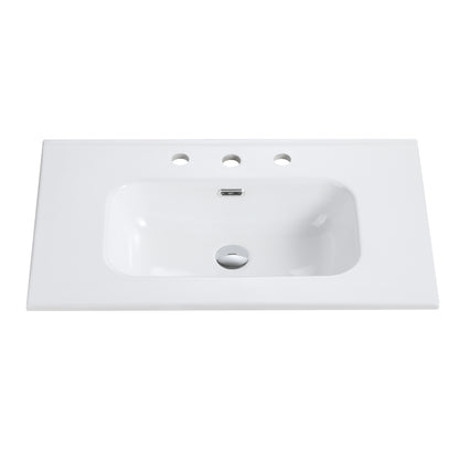 BB0930Y331, Integrated white ceramic basin with three predrilled faucet holes, faucet and drain assembly NOT included image 10