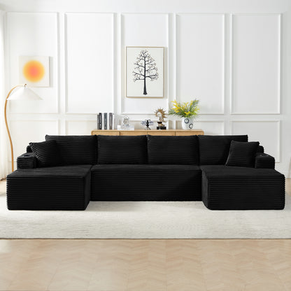 Chenille U-Shaped Sectional Sofa Set,Minimalist Style Modular Sectional Sofa, Luxury Chenille Fabric Cloud Couch for Living Room image 2