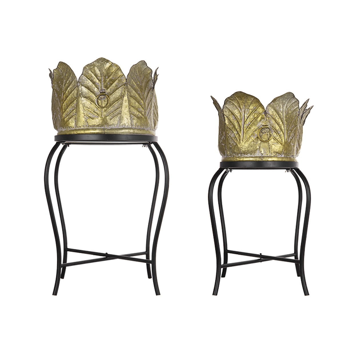 Set of 2 Metal Planter With Iron Legs Stand, L:27.2x19x32.3" S:23.5x16x26.5" image 4