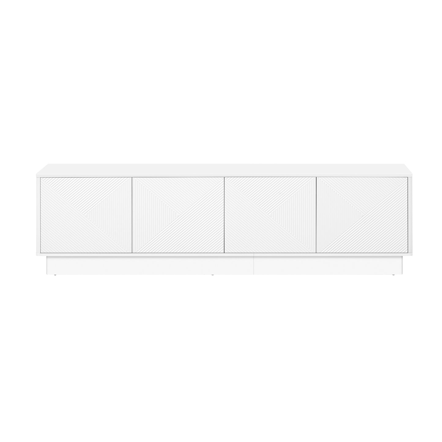 U-Can Stylish 4-Door Wave Design Cabinet with Adjustable Shelves & LED Accent image 7