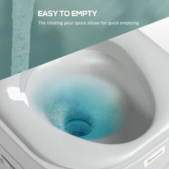 Outsunny Portable Toilet for Adults 5.8 Gallon, Porta Potty with Level Indicator, T-Type Water Outlets and Anti-Leak Handle Pump for Camping, Boating, Hiking, Travel, RV
