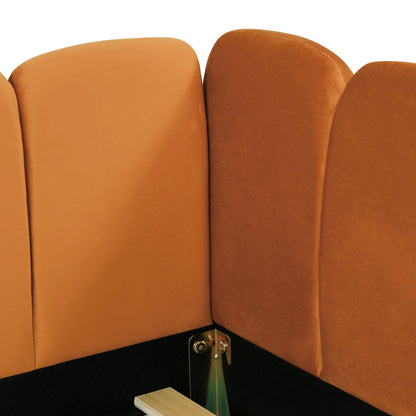 Full Size Velvet Upholstered Floor Bed, Pumpkin Orange image 12