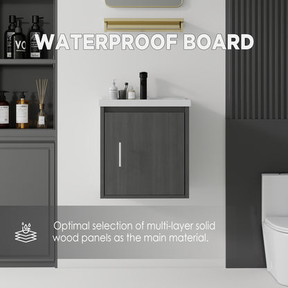 20 Inch Floating Bathroom Vanity with Sink, Soft-Close Door,Ceramic Sink,Plywood, Grey image 3