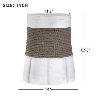 Outdoor Light Gray & Brown Retro Woven Rope & Fan-Base MGO Side Table – End Table for Home, Office, Living Room & Outdoor image 8