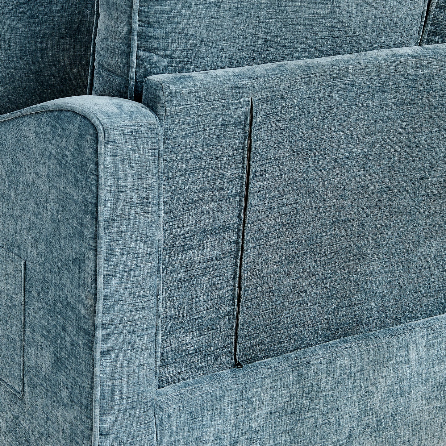 Two-seater sofa, double sofa chaise longue, with irregular armrests and backrests, footrest with storage space, comes with two small throw pillows, suitable for living room and bedroom -Blue image 6