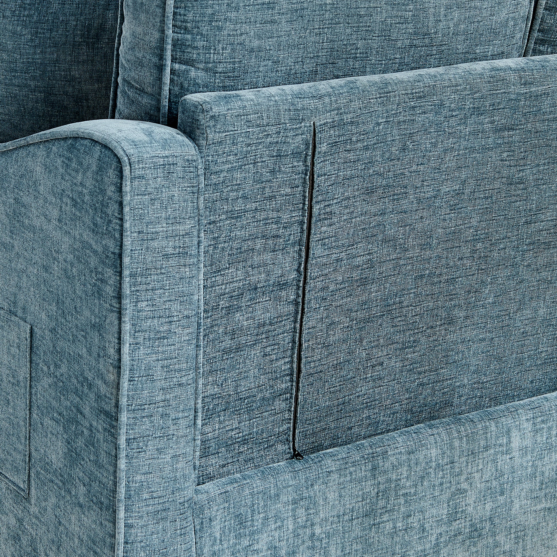 Two-seater sofa, double sofa chaise longue, with irregular armrests and backrests, footrest with storage space, comes with two small throw pillows, suitable for living room and bedroom -Blue image 6