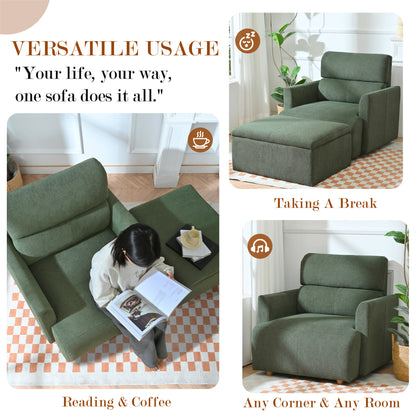 Oversized Chair w/Storage Ottoman, Wide Accent Armchair Chair for Living Room, Modern Lounge Chair, Upholstered Mid-Century Reading Chair, Comfy Living Room Chair, Deep Seat Sofa Couch(Dark Green) image 4