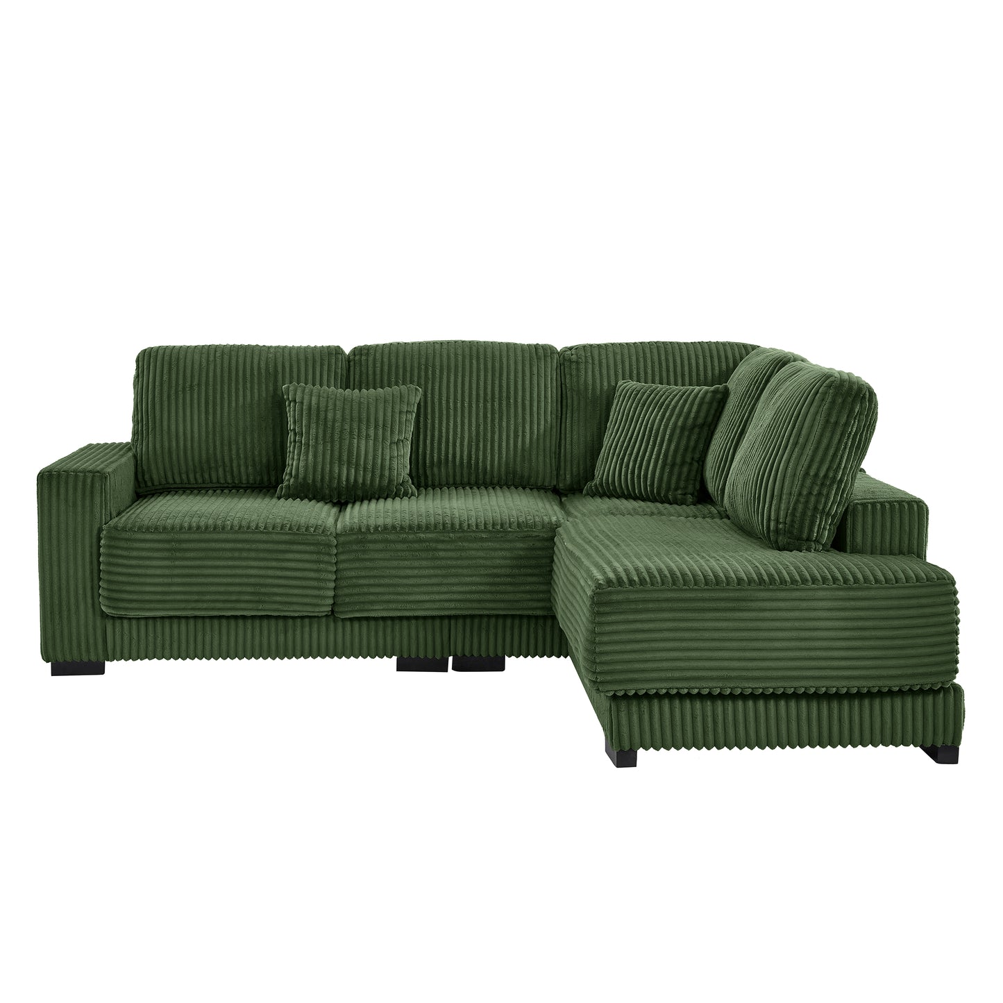 93" Sectional Sofa, L Shaped Sofa Couch with Reversible Chaise Lounge, Upholstered Soft Corduroy Couch for Living Room, Apartment (Green) image 10