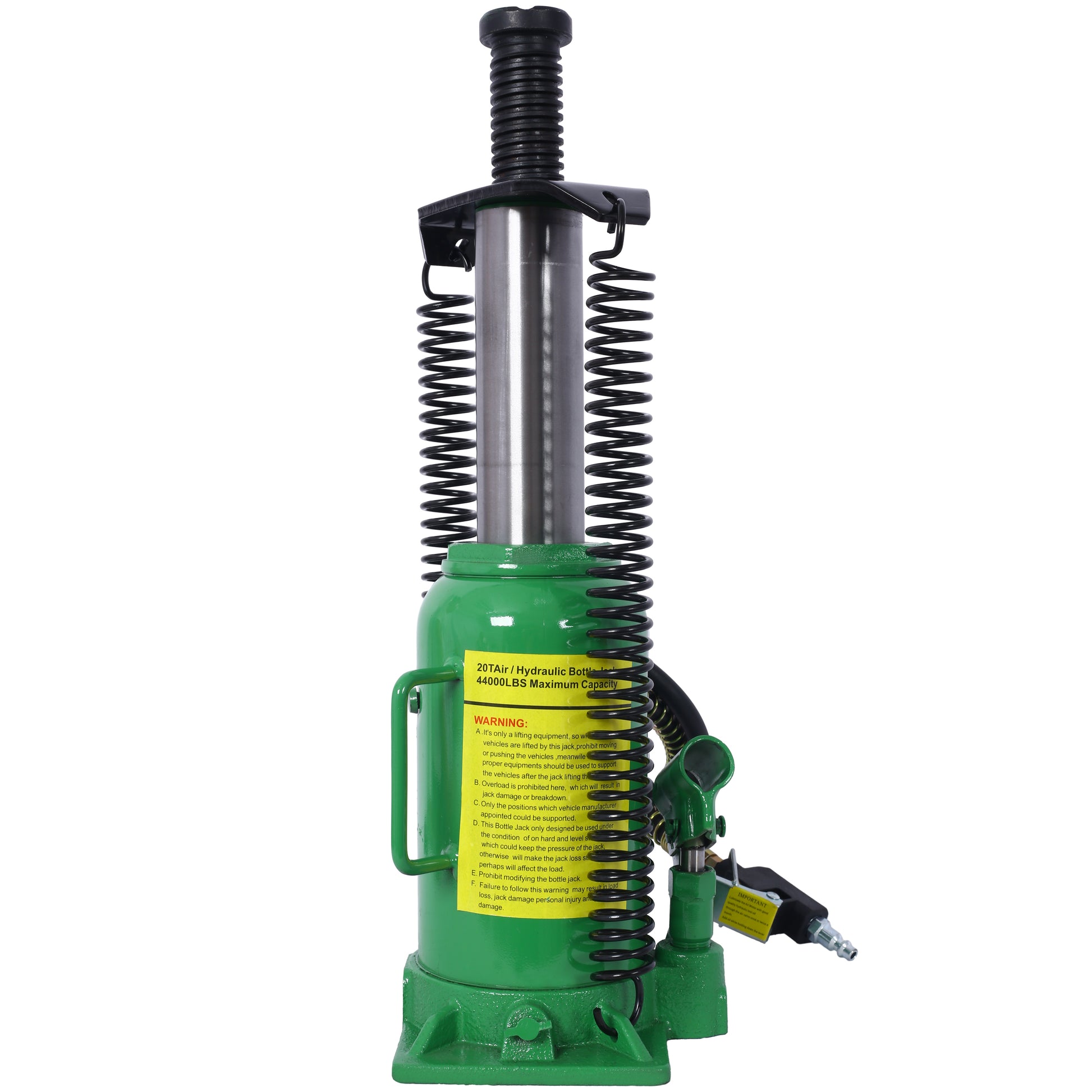 Air Hydraulic Bottle Jack, 20 Ton/44029 LBS All Welded Bottle Jack, 10.2-19.7 inch Lifting Range, Manual Handle and Air Pump, for Car, Pickup, Truck, RV, Auto Repair, Industrial Engineering,Green image 6