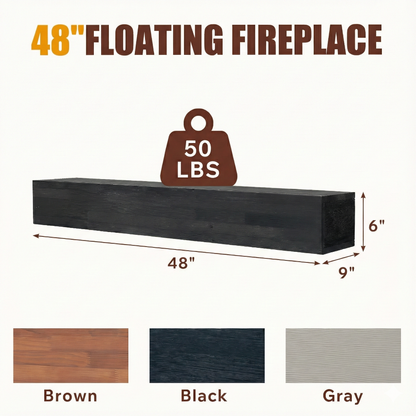 48" Rustic Wood Fireplace Mantel,Wall-Mounted & Floating Shelf for Home Decor image 10