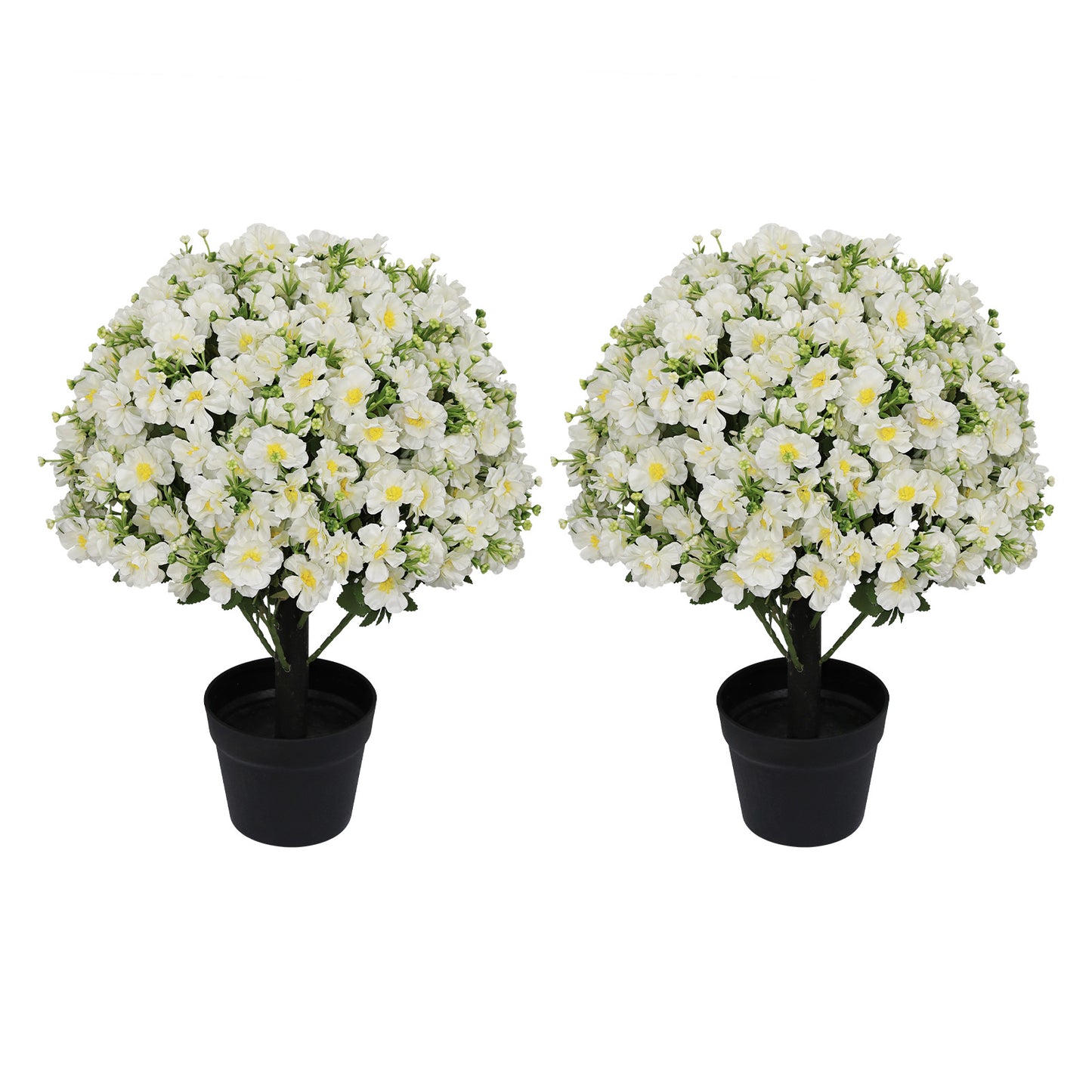 24-Inch Faux Flower Artificial Snow Lotus Potted Plant UV-Resistant Artificial Floral Decor Suitable for Indoor & Outdoor Spaces(White),2 Pots per /Set image 4