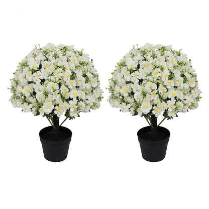 24-Inch Faux Flower Artificial Snow Lotus Potted Plant UV-Resistant Artificial Floral Decor Suitable for Indoor & Outdoor Spaces(White),2 Pots per /Set image 4