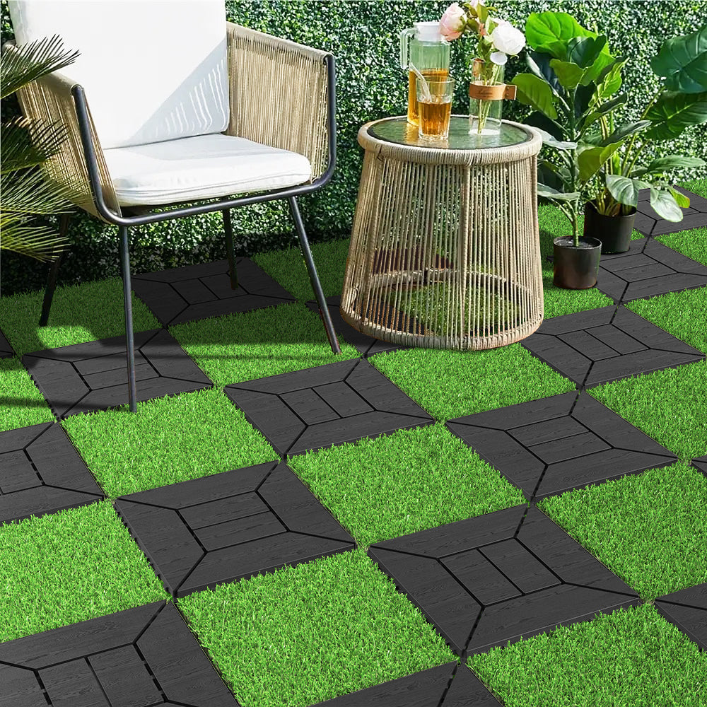 New 12 inch balcony deck tiles, DIY interlocking deck floor tiles, indoor and outdoor floor tiles, easy to install patio tiles, suitable for poolside balcony, backyard, 44 pieces dark gray image 7
