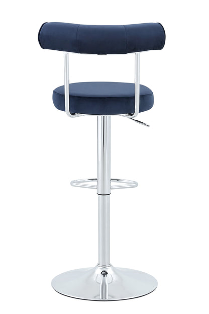 Soft Velvet Upholstered Swivel Adjustable Bar Chair with Chrome Silver Legs - Dining Room Living Room Bar Cafe Reception Desk Bar Stool(Dark Blue, Set of 2) image 11