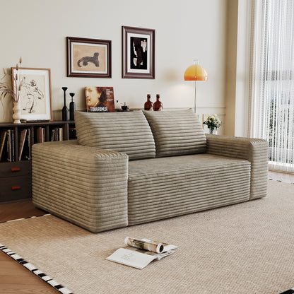 63" 2Setaser Sofa,Corduroy Fabric,Deep Seat Couches,Comfy Loveseat Sofa,No Assembly,1pcs for Living room, Bedroom,Conference room,Apartment,Camel image 6