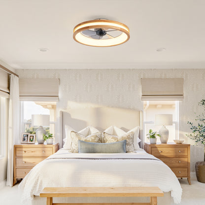 Ceiling Fans with Kit,LED Light Source and Remote Control, 3000-6500K Dimmable Modern Flush Mount LED Fan Light, 6 Speeds, Quiet DC Motor For Living room, Bedroom,Kitchen----Natural Wood + White image 10