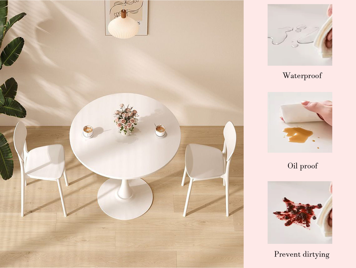 White Round Table, Modern Dining Table, MDF Top and Steel Base Tulip Round Kitchen Table, Mid Century Coffee Table for Living Room 24 Inch, Oval Dining Table image 2