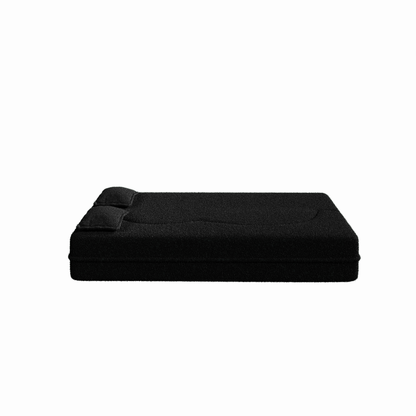 Modern Floor Sofa with 2 Pillows,Convertible Sherpa Fleece Fabric Foam-Filled Sleeper Sofa Bed,15" Full Size Folding Mattress for Living Room,Guest Bed,no assembly required,Black(SameW1885P2722) image 10