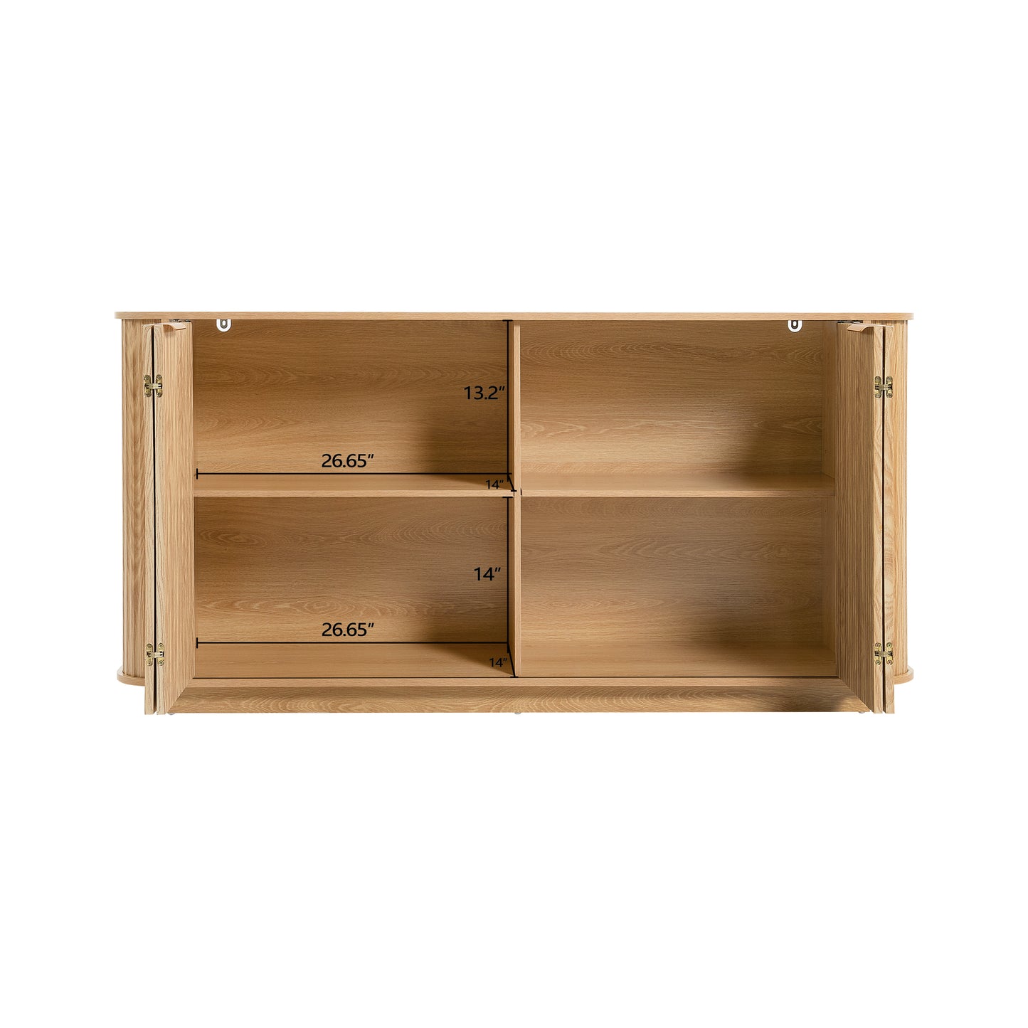 63 " Wavy Storage Sideboard, Double-Door Buffet Cabinet with Adjustable Shelves, Suitable for Kitchen, Living Room, Hallway - Versatile Storage (Natural) image 5