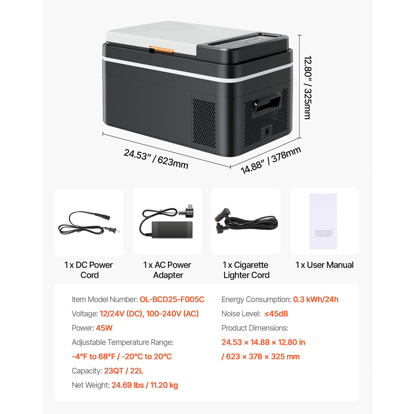 Car Refrigerator, DC 12/24V AC100-240V Compressor Electric Cooler, -4°F to 68°F Car Fridge with APP Control, 23 QT Cars Freezer for RVs, Campsites, Boats, Camping, Fishing, 45W Portable Freezer image 7