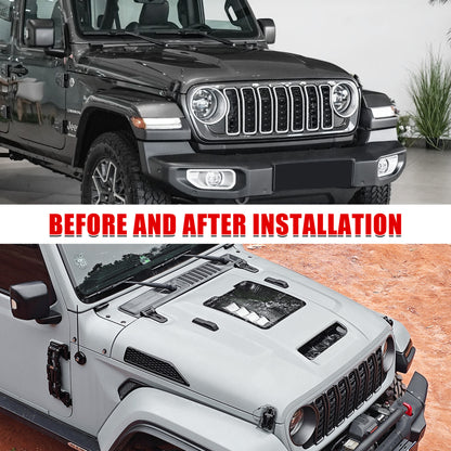 Space-Capsule Style Hood/Heat Dispersion Hood Compatible with 2018-2026 Jeep Wrangler JL JLU & 2020-2026 Gladiator JT Replacement Hood(Not for Mojave&392 Model) image 5