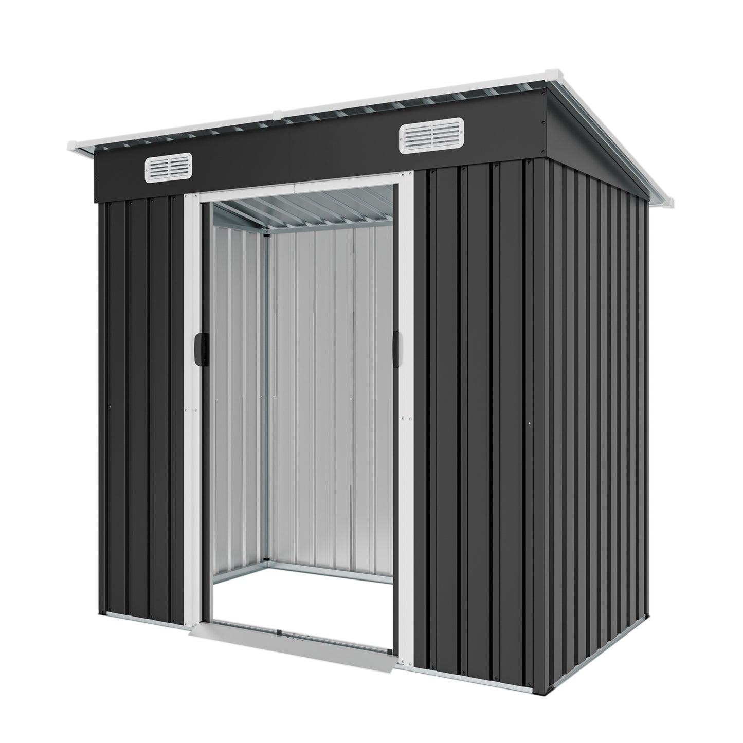 6x4ft Metal Shed, Sliding‑Door Outdoor Storage Building with Ventilation Vents & Threshold,Galvanized Steel Shed for Garden, Yard(6.43*4 FT) image 8