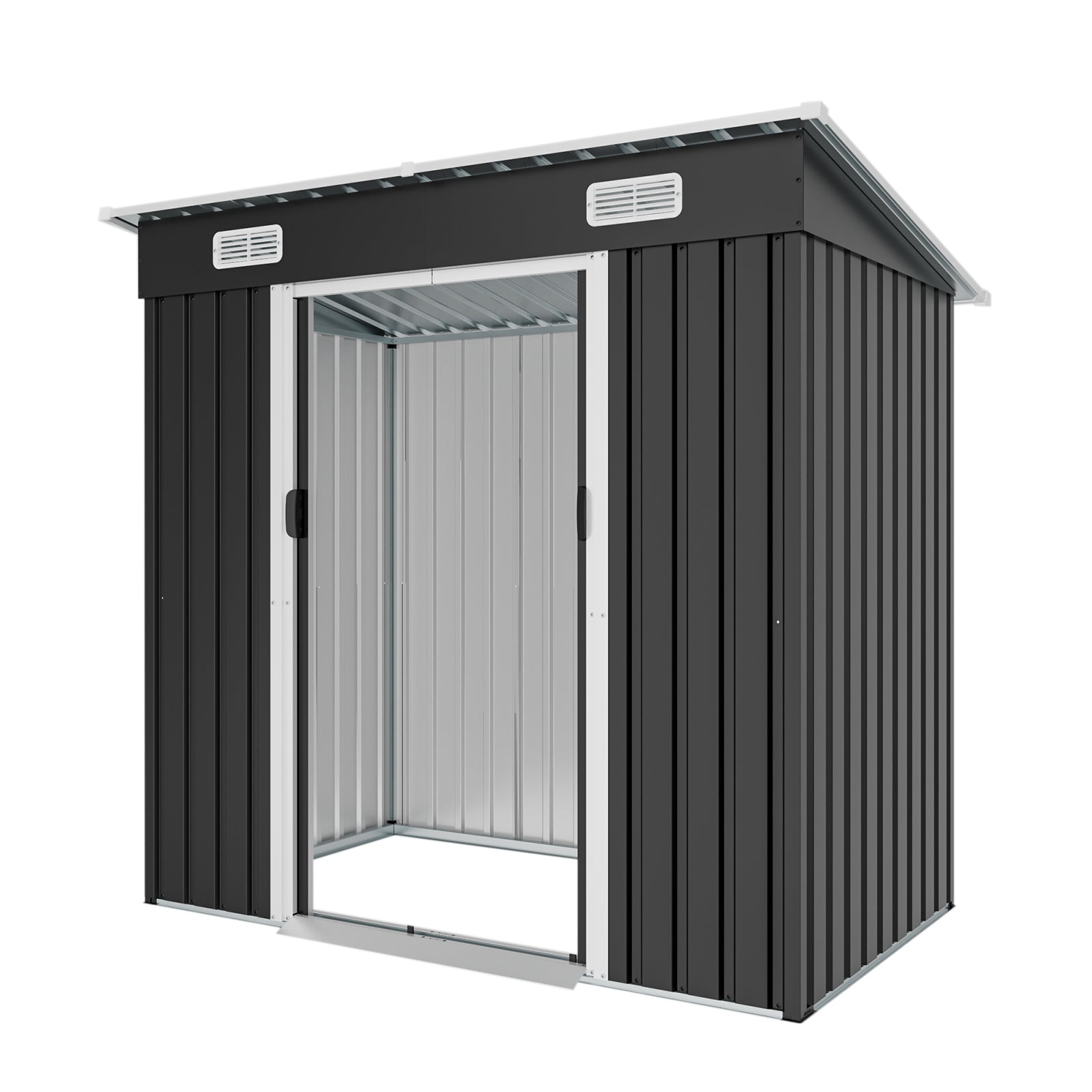 6x4ft Metal Shed, Sliding‑Door Outdoor Storage Building with Ventilation Vents & Threshold,Galvanized Steel Shed for Garden, Yard(6.43*4 FT) image 8