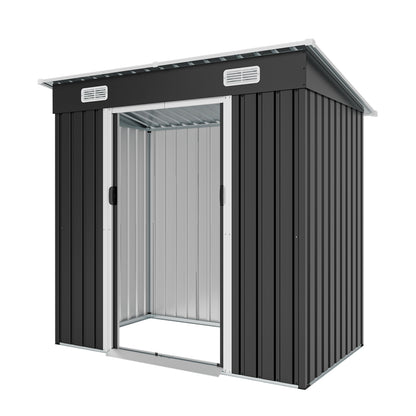 6x4ft Metal Shed, Sliding‑Door Outdoor Storage Building with Ventilation Vents & Threshold,Galvanized Steel Shed for Garden, Yard(6.43*4 FT) image 8