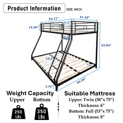 Metal Twin over Full Bunk Bed/ Heavy-duty Sturdy Metal/ Noise Reduced/ Squeak Free/ Wooden Slat/ No Box Spring Needed image 10