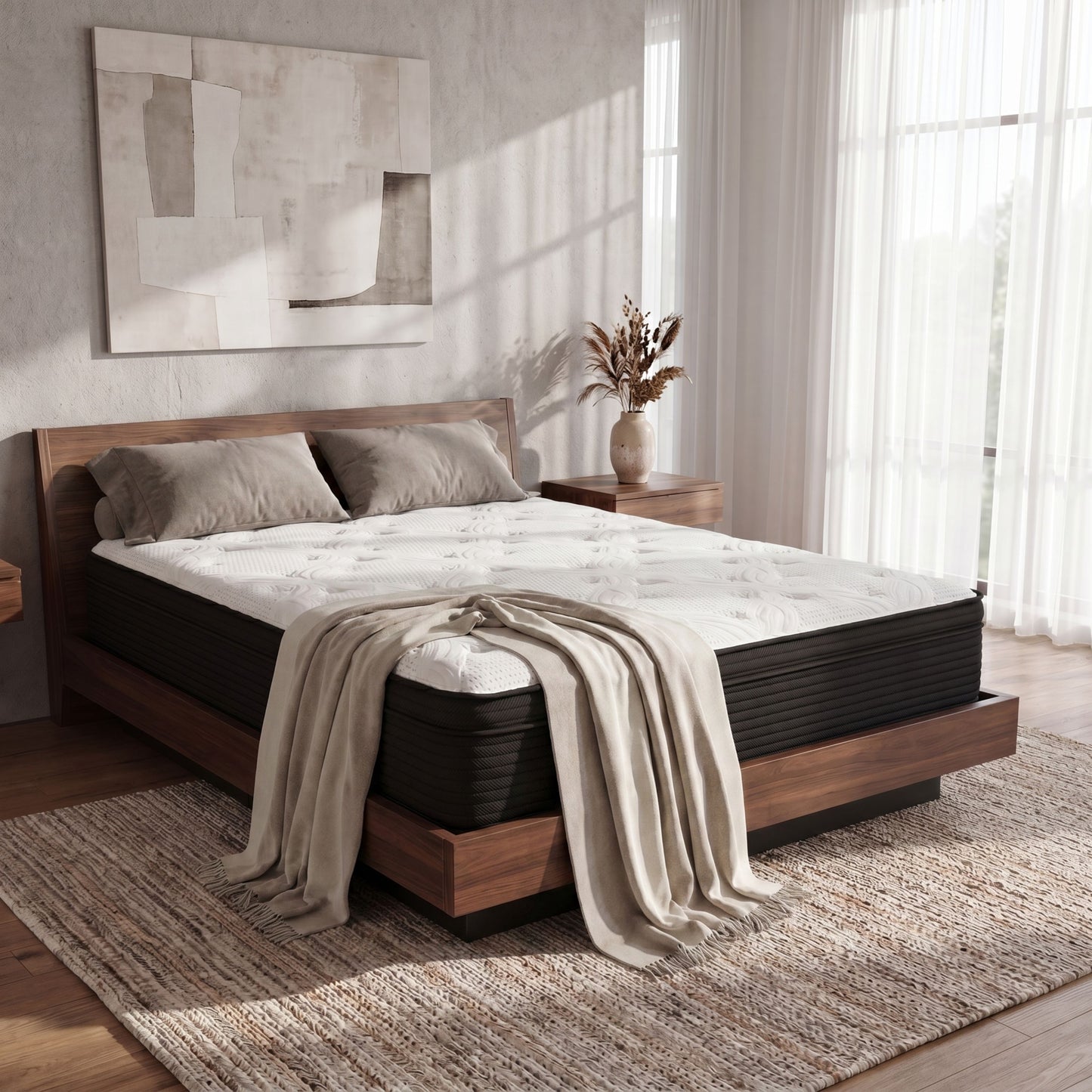 13 Inch Hybrid Plush Queen Mattress with Pocketed Coils and Phase Change Cooling Fabric image 6