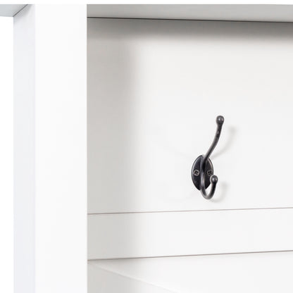 Farmhouse 4-in-1 Hall Tree with 6 Hooks, Walnut Entryway Bench with Shelves, Wooden Style Rustic Shoe Organizer with 16 Open Compartments for Mudroom, Living Room, White (OLD SKU: N721P264915K) image 12