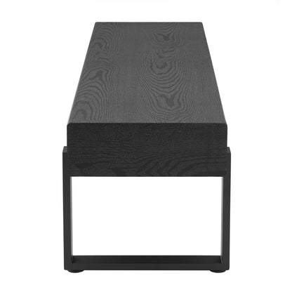 59" Wood Bench for Bedroom End of Bed, Farmhouse Indoor Kitchen Table Benches,Versatile Modern Shoe Bench for Entryway, Black image 9