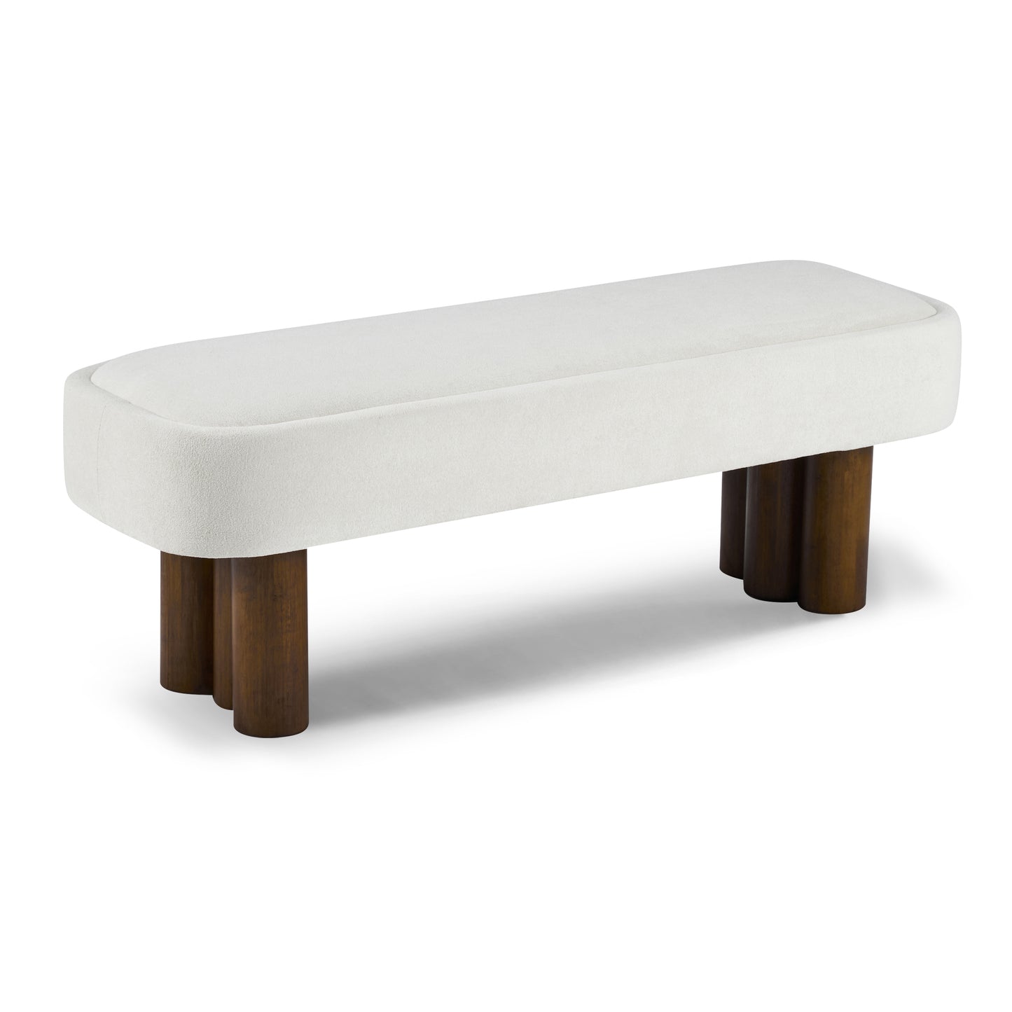 Indoor Beige Fabric Dining Bench with Walnut Color Legs, 51.57'L Upholstered Seating for Kitchen, Dining Room and Living Space,250lbs Capacity image 5