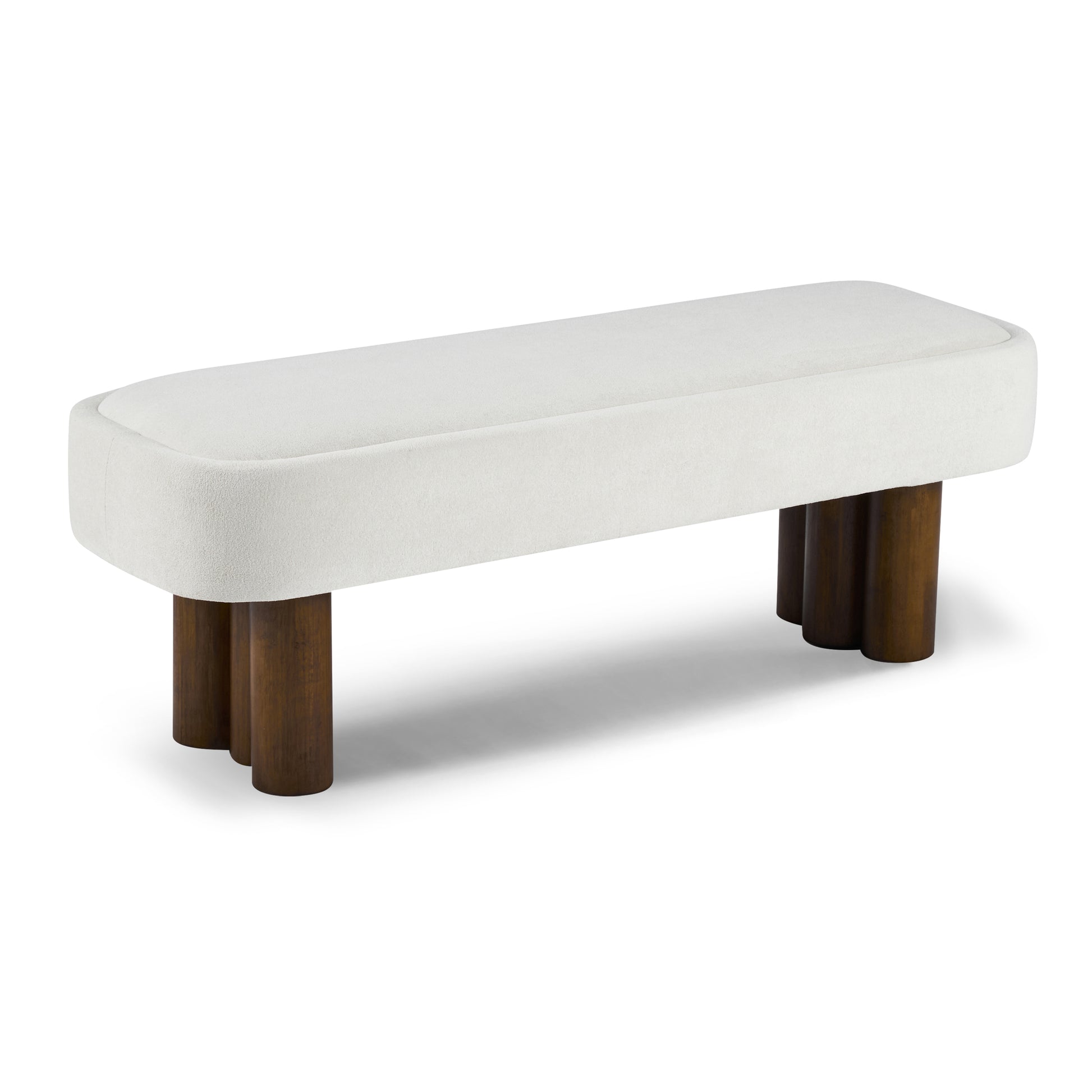 Indoor Beige Fabric Dining Bench with Walnut Color Legs, 51.57'L Upholstered Seating for Kitchen, Dining Room and Living Space,250lbs Capacity image 5