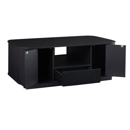 46.5"modern luxury oval coffee table with drawers and storage compartments, curved contour design, living room center coffee table, suitable for living rooms and offices, Black, 46.5"L*27.2"W*17.7"H image 8