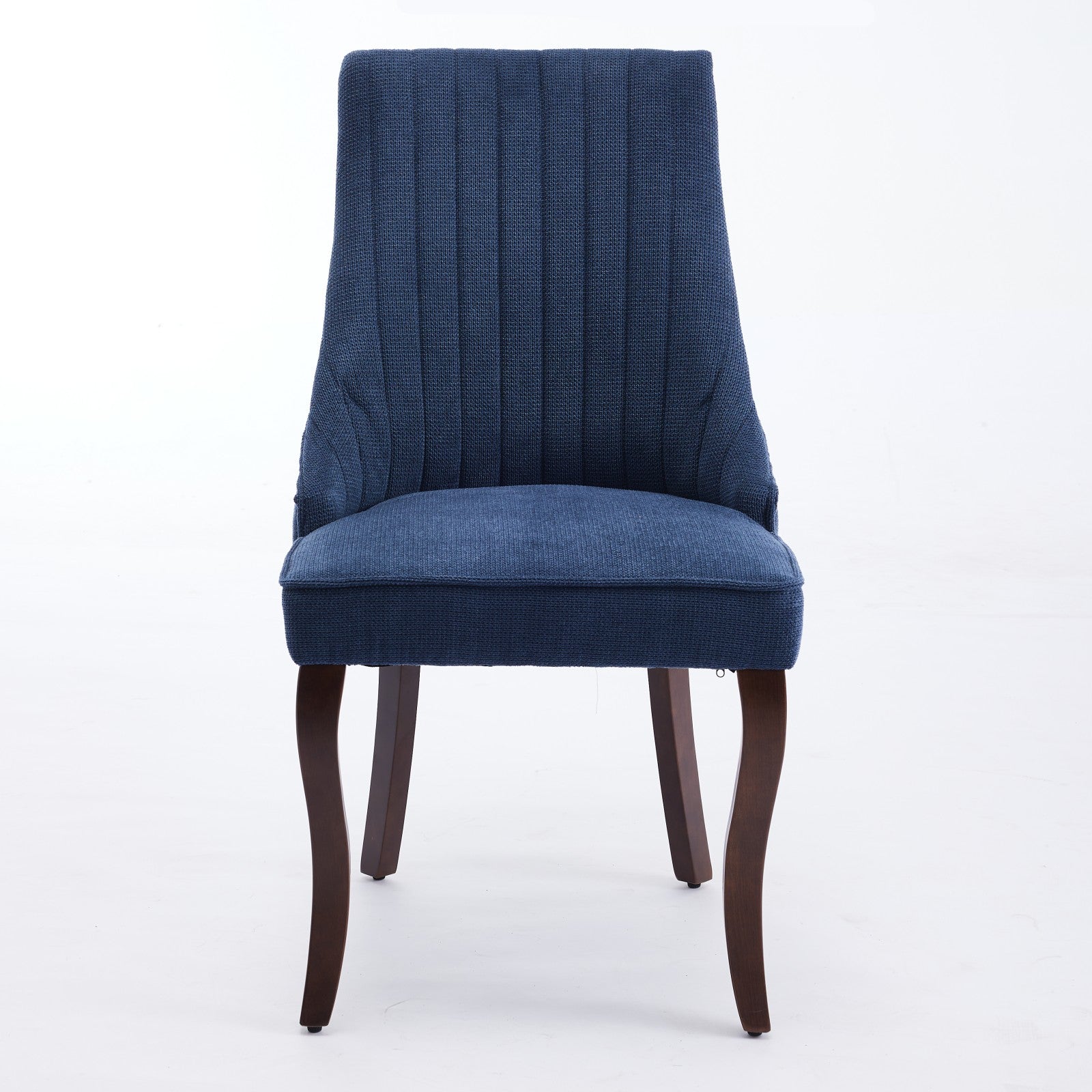 Rayon Cloth Flocking Linen Dining Chairs Channel Kitchen Dinner Chair Comfy Fabric Upholstered Accent Chair for Dining Room with Curved Solid Wood Legs,Set of 2 (Blue), SW1847BL image 2